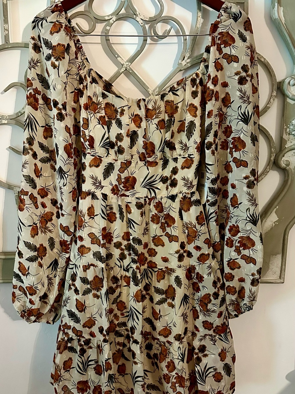 NWT Altar'd State Ivory & Floral Dress with Open Back Size Small